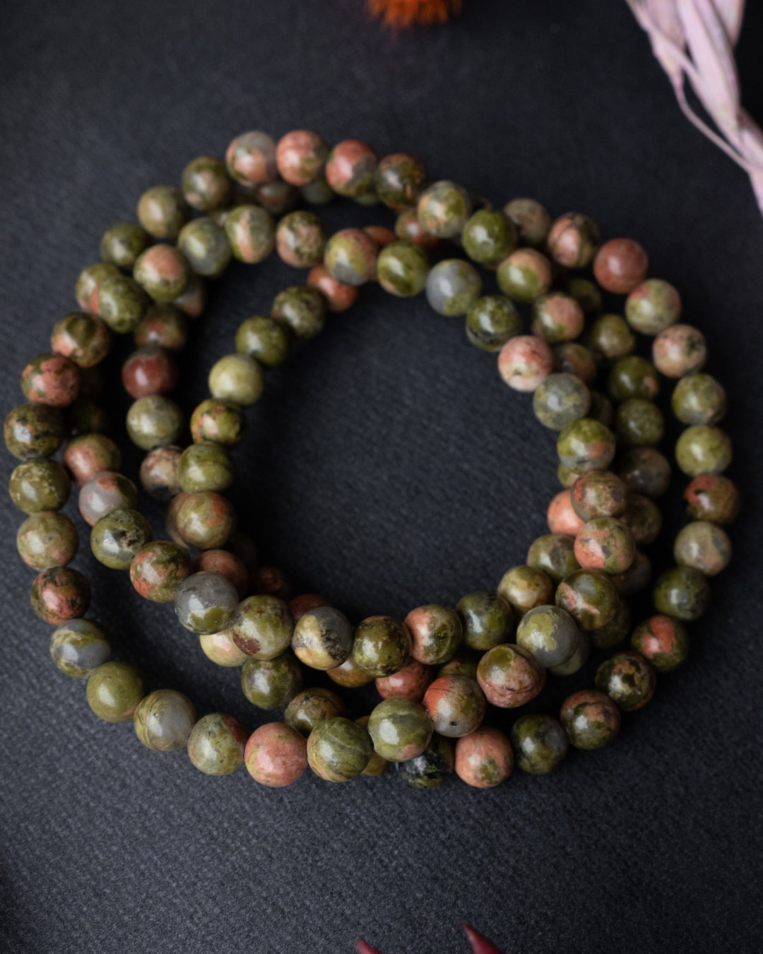 Unakite Round Bead Bracelet - The Healing Pear