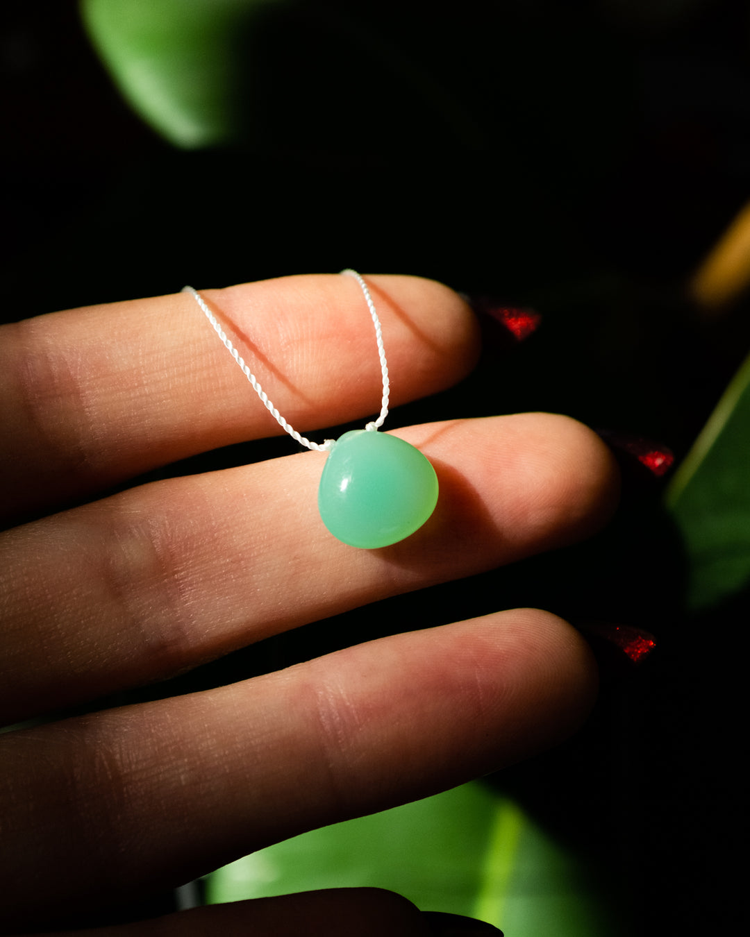 Chrysoprase Vegan Silk Necklace - The Healing Pear